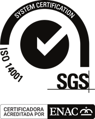 Certificación ISO 14001 por SGS, entidad certificadora acreditada por ENAC